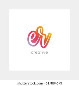 ER logo, vector. Useful as branding symbol, app icon, alphabet element, clip-art.