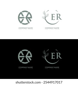 ER design de conjunto de logotipo minimalista e clássico. Vetor de forma de círculo monograma ER. ER design exclusivo.
