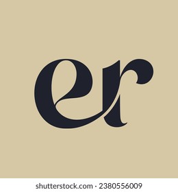 ER monogram logo signature icon. Elegant intertwined alphabet initials. Serif letter r, letter e. Luxury lettering sign. Modern deco design, fashion, beauty spa, wedding style characters typography