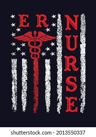 Er nurse usa grunge flag nurse tshirt design