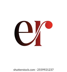 ER Simple alphabet modern minimalist negative space font vector business logo design