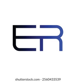 ER Simple alphabet modern minimalist negative space font vector business logo design