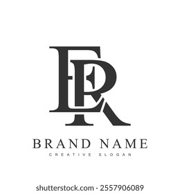 ER trendy logotype template. Initial letter e and r classic font style. Creative logo for company name or identity. Vector illustration.