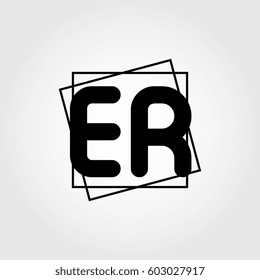 er uppercase initials square frame business logo