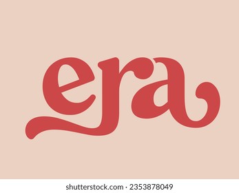 ERA word mark logo text. Luxury, decorative ligature lowercase customized lettering. Typography, calligraphy concept. Beauty and style creative initials isolated on light background.