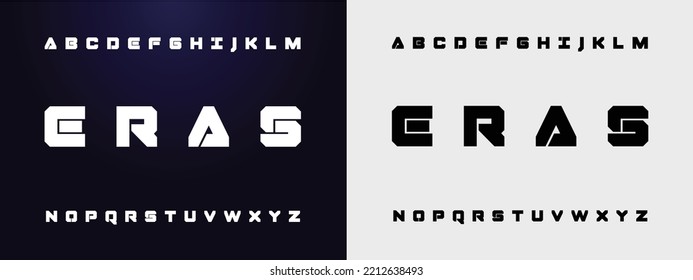 ERAS Sports minimal tech font letter set. Luxury vector typeface for company. Modern gaming fonts logo design.