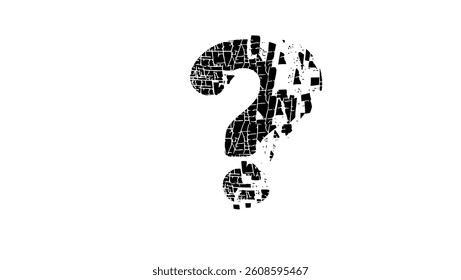 erasable question mark , black isolated silhouette