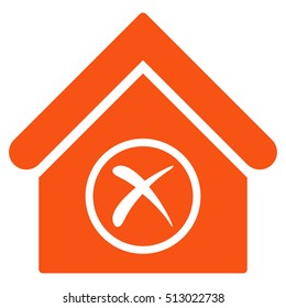 Erase Building vector icon. Flat orange symbol. Pictogram is isolated on a white background. Designed for web and software interfaces.