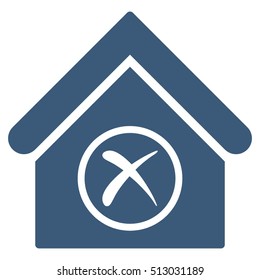 Erase Building vector icon. Flat blue symbol. Pictogram is isolated on a white background. Designed for web and software interfaces.