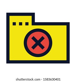 Erase Folder. Simple Vector Color Icon.