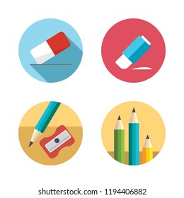 erase icon set. vector set about pencil, pencils and eraser icons set.