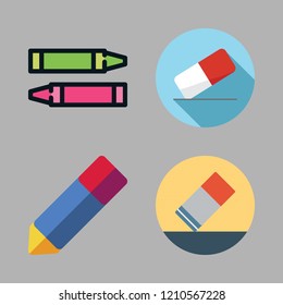 erase icon set. vector set about eraser and pencil icons set.