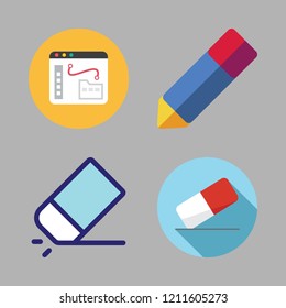 erase icon set. vector set about eraser, pencil and eraser icon icons set.