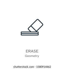 Erase icon. Thin linear erase outline icon isolated on white background from geometry collection. Line vector sign, symbol for web and mobile