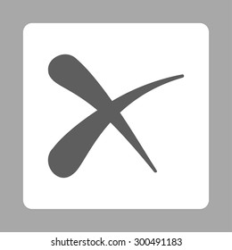 Erase icon. This flat rounded square button uses dark gray and white colors and isolated on a silver background.