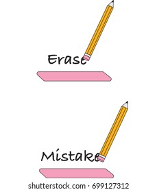 Erase Mistake words being removed by Eraser on a Yellow Wood Pencil