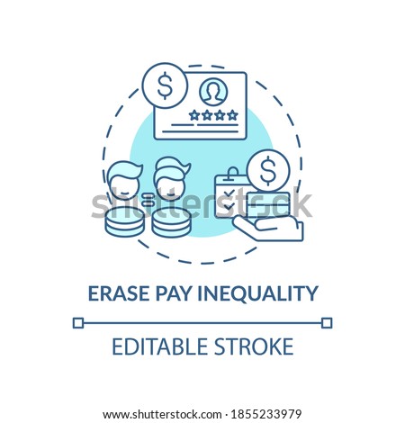 Erase pay inequality concept icon. Gender diversity implementation tips. Money acounting advices idea thin line illustration. Vector isolated outline RGB color drawing. Editable stroke
