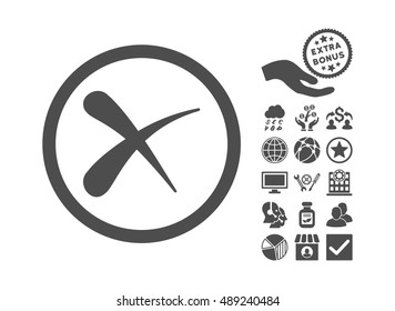 Erase pictograph with bonus icon set. Vector illustration style is flat iconic symbols, gray color, white background.