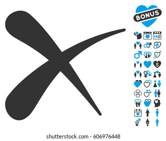 Erase pictograph with bonus lovely pictures. Vector illustration style is flat iconic blue and gray symbols on white background.