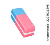 Eraser 3d icon. Stationery tool for erasing a pencil. Isolated object on transparent background