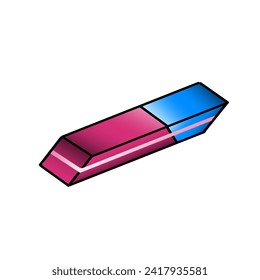 Eraser 3d icon. Stationery tool for erasing a pencil. Isolated object on transparent background