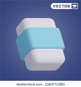 eraser 3D vector icon set, on a navy blue background