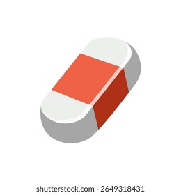 Eraser. Back to school. Cartoon style. Vector isolated on white background. Flat design