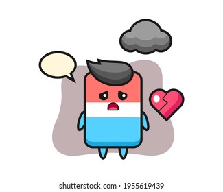 Eraser cartoon illustration is broken heart, cute style design for t shirt, sticker, logo element