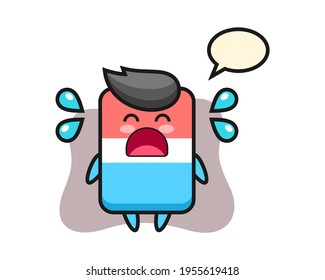 Eraser cartoon illustration with crying gesture, cute style design for t shirt, sticker, logo element