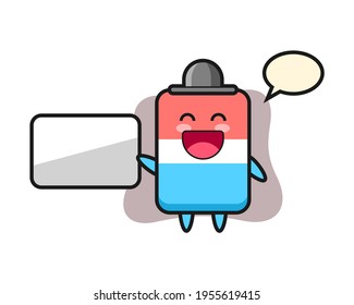 Eraser cartoon illustration doing a presentation, cute style design for t shirt, sticker, logo element