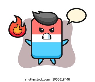 Eraser character cartoon with angry gesture, cute style design for t shirt, sticker, logo element