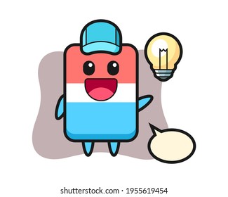 Eraser character cartoon getting the idea, cute style design for t shirt, sticker, logo element