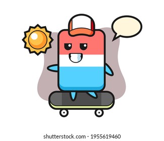 Eraser character cartoon ride a skateboard, cute style design for t shirt, sticker, logo element