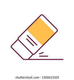 Eraser color line icon. Mistake removal tool concept. School, office supplies. Sign for web page, mobile app, banner, social media. Editable stroke.