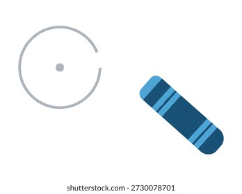 Borrador corrigiendo un círculo gris con un punto Pequeño