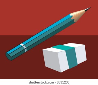 eraser with a cover and a sharpened pencil on top	
