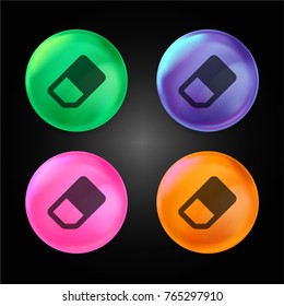 Eraser crystal ball design icon in green - blue - pink and orange.