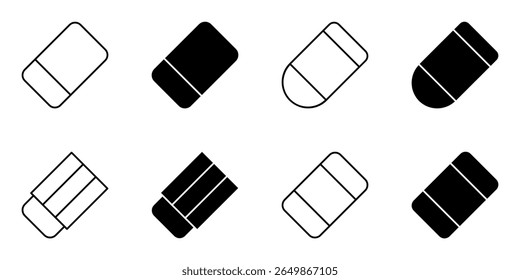 eraser, delete, erase icon set