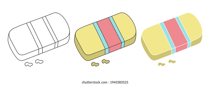 eraser design vector. clipart cartoon illustration. black and white outline element