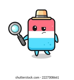 eraser detective character is analyzing a case , cute style design for t shirt, sticker, logo element