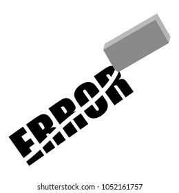Eraser erases the inscription ERROR.
