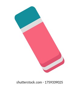 Eraser. Erasing elastic band. Vacation supplies. Vector illustration in a simple flat style for design and web.