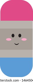 Eraser with eyes, illustration, vector on white background.
