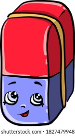 Eraser with eyes, illustration, vector on white background