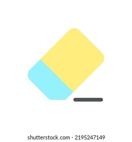Eraser flat color ui icon. Remove image part. Picture and video repair tool. Photo editor instrument. Simple filled element for mobile app. Colorful solid pictogram. Vector isolated RGB illustration