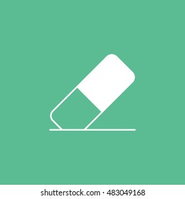 Eraser Flat Icon On Green Background