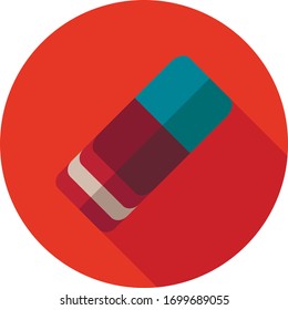 Eraser flat icon on orange background, vector symbol