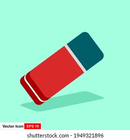 Eraser flat icon, school and education element, rubber vector graphics, a colorful solid pattern on a green background,
