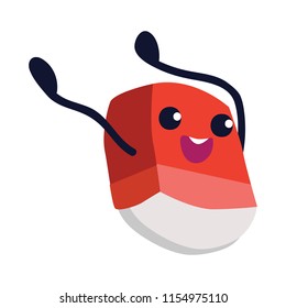 Eraser flat icon, Smiling rubber characters mascot with hands up and happy facial emotions
