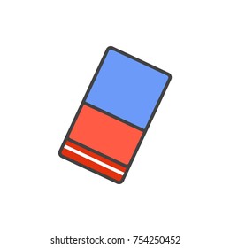 Eraser flat line colored icon.